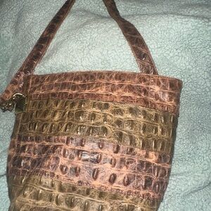Vintage Aldo Cibrelli Leather Bucket Bag Brown Embossed Shoulder Purse